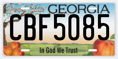 GA license plate CBF5085