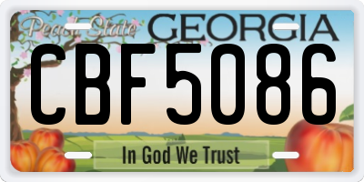 GA license plate CBF5086