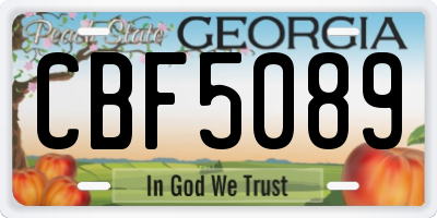 GA license plate CBF5089