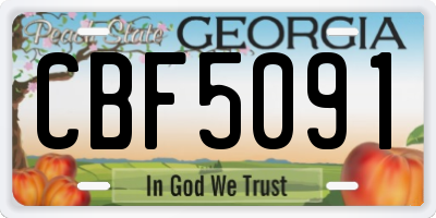 GA license plate CBF5091