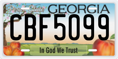 GA license plate CBF5099