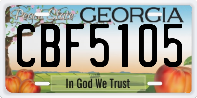 GA license plate CBF5105