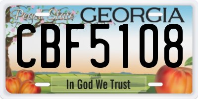 GA license plate CBF5108
