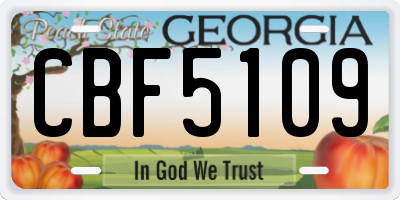 GA license plate CBF5109