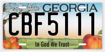 GA license plate CBF5111