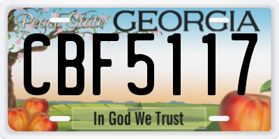 GA license plate CBF5117