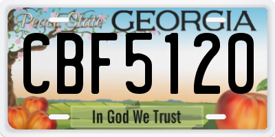 GA license plate CBF5120