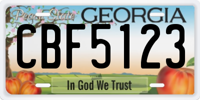 GA license plate CBF5123