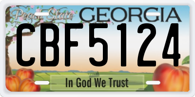 GA license plate CBF5124