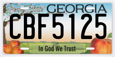 GA license plate CBF5125