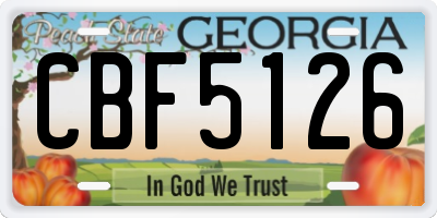 GA license plate CBF5126