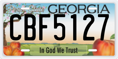 GA license plate CBF5127