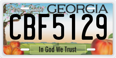 GA license plate CBF5129