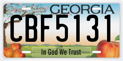 GA license plate CBF5131