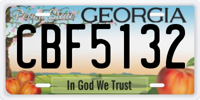 GA license plate CBF5132