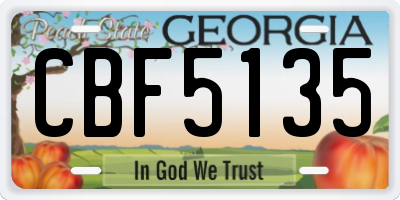 GA license plate CBF5135