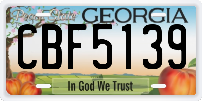 GA license plate CBF5139