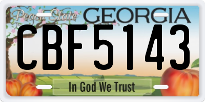 GA license plate CBF5143