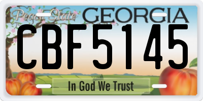 GA license plate CBF5145