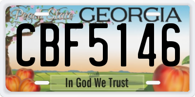 GA license plate CBF5146