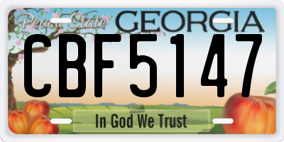 GA license plate CBF5147