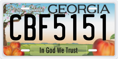 GA license plate CBF5151