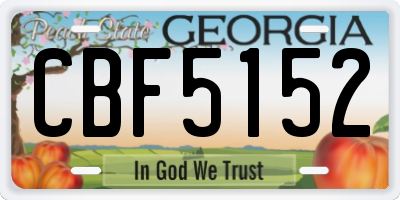 GA license plate CBF5152