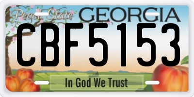 GA license plate CBF5153