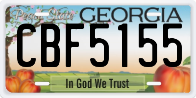GA license plate CBF5155