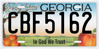 GA license plate CBF5162