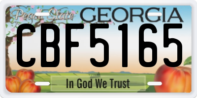 GA license plate CBF5165