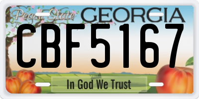 GA license plate CBF5167