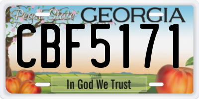 GA license plate CBF5171