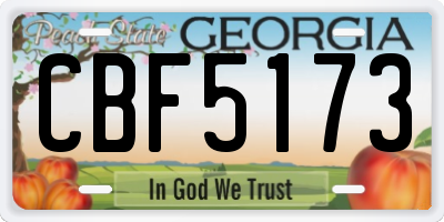 GA license plate CBF5173