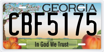 GA license plate CBF5175