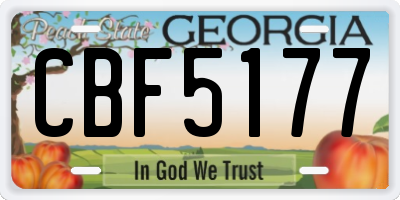 GA license plate CBF5177