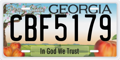 GA license plate CBF5179