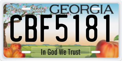 GA license plate CBF5181
