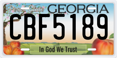 GA license plate CBF5189