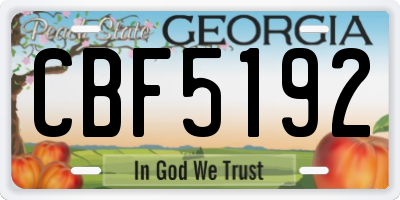 GA license plate CBF5192