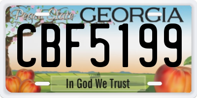 GA license plate CBF5199