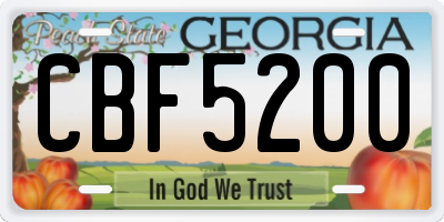 GA license plate CBF5200