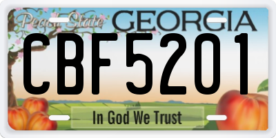 GA license plate CBF5201