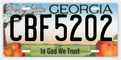 GA license plate CBF5202