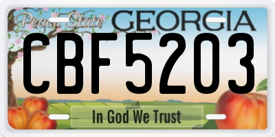 GA license plate CBF5203