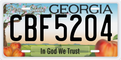 GA license plate CBF5204
