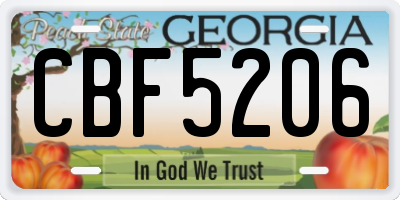 GA license plate CBF5206
