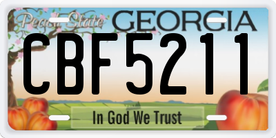 GA license plate CBF5211