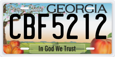 GA license plate CBF5212