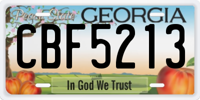 GA license plate CBF5213